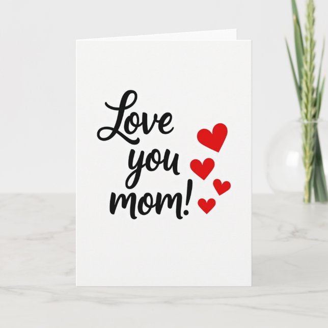 Love You Mom Hearts Card Kort (Framsida)