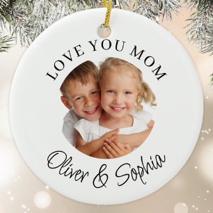 Love You Mom Modern Foto Julgransprydnad Keramik