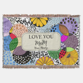 "Love You Mom" Personalized Abstract Throw Blanket Filt