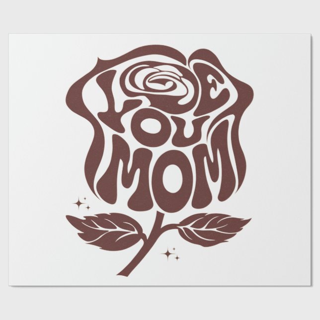 Love You Mom Ros Typografi Presentpapper (Platt)