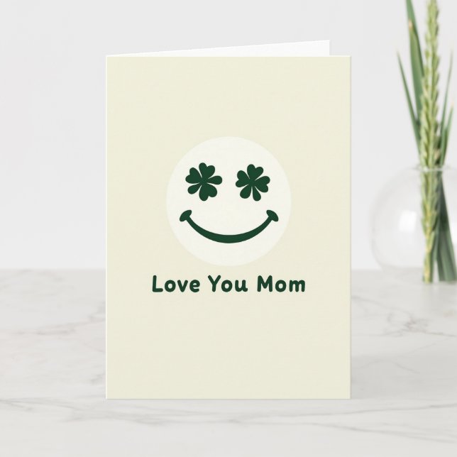 Love You Mom Smiling Face Card Kort (Framsida)