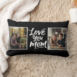 Love You Mom Två Foto Borst Skript Minnessaker sva Lumbarkudde