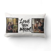 Love You Mom Två Foto Borstskrift Minnessak