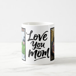 Love You Mom Två Foto Penselskrift Kaffemugg