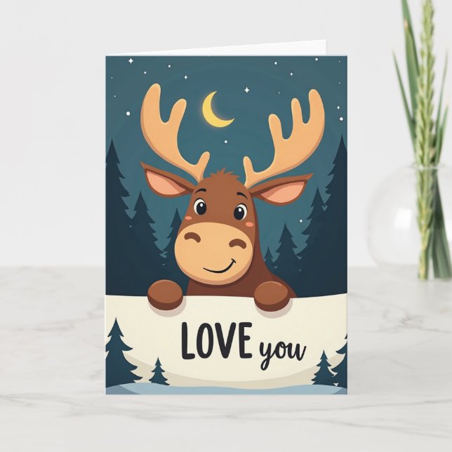 Love You Moose Card Kort (Framsida)