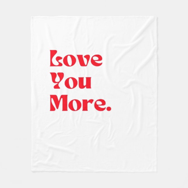 Love You More Bold Red Romantic Typography  Fleecefilt (Framsidan)