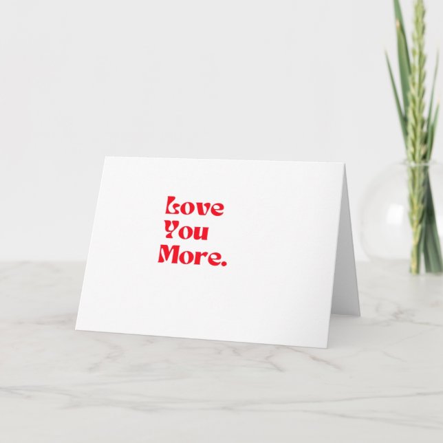 Love You More Bold Red Romantic Typography  Kort (Framsida)