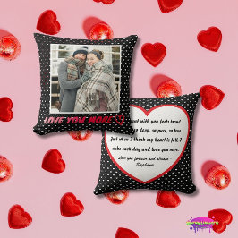 "Love You More" Custom Photo and Love Poem Hearts Kudde