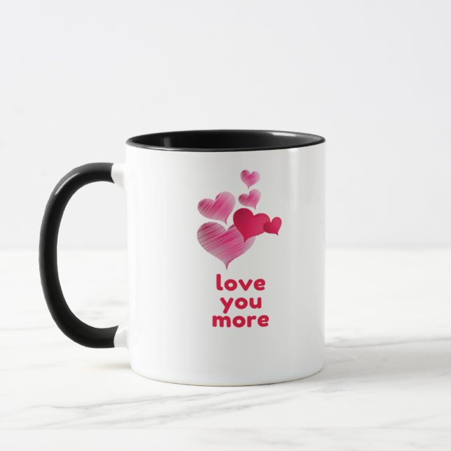 Love You More Cute Valentines Day Design  Mugg (Vänster)