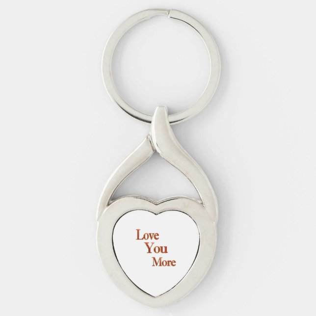 Love You More Expressiv Kärlekskonst  Twisted Heart Silverfärgad Nyckelring (Framsidan)