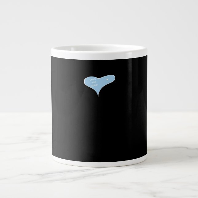 Love You More Minimal Design Blue Style  Jumbo Mugg (Framsidan)