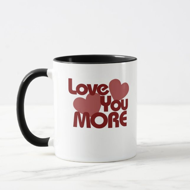 Love You More Minimal Design  Mugg (Vänster)