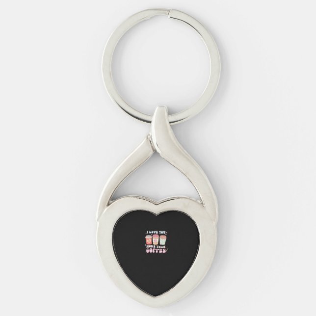 Love You More Minimal Design  Twisted Heart Silverfärgad Nyckelring (Framsidan)