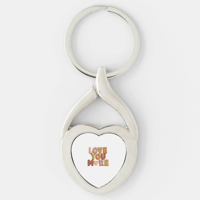 Love You More Minimal Romantic Style  Twisted Heart Silverfärgad Nyckelring (Framsidan)
