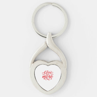 Love You More Modern Trend Design Twisted Heart Silverfärgad Nyckelring