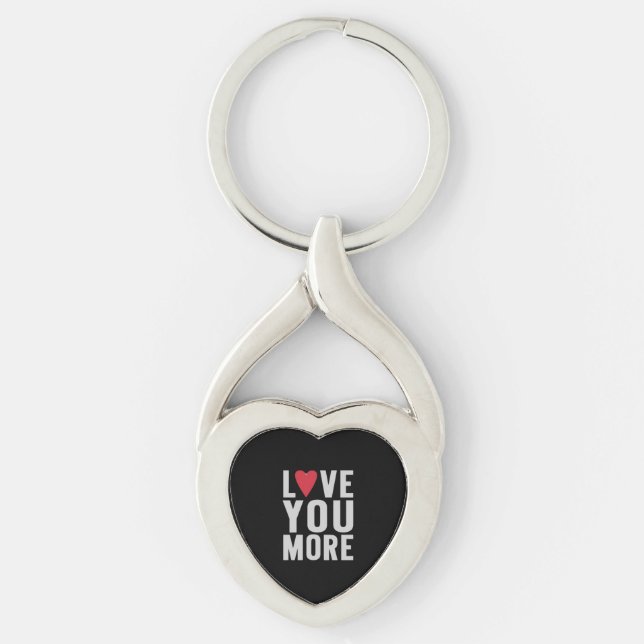 Love You More Polished Style  Twisted Heart Silverfärgad Nyckelring (Framsidan)