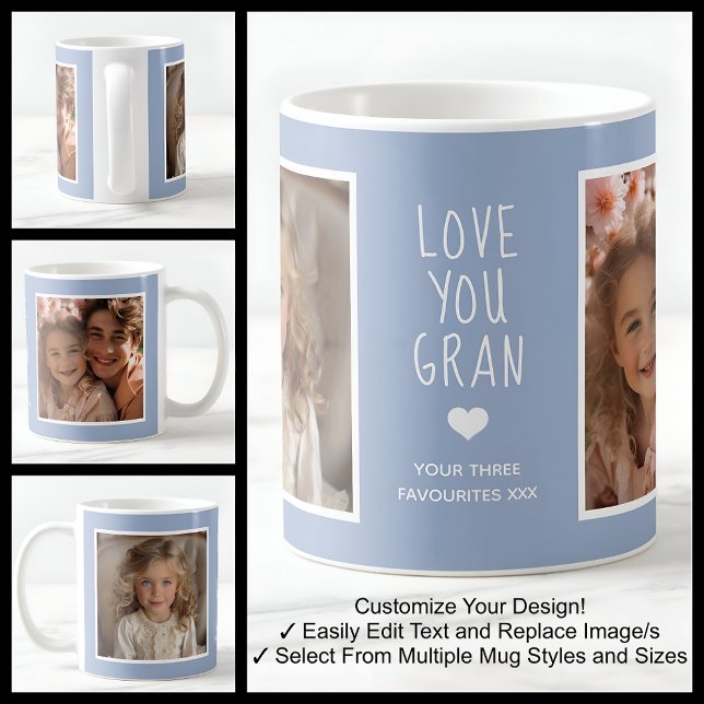 Love You Mormor Bilder Modern Blå C410 & Vit Kaffemugg (Skapare uppladdad)