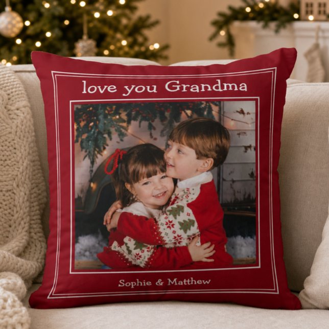 Love You Mormor Jul Foto Kudde (Skapare uppladdad)