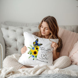 Love You Mummy Personalized Floral Throw Pillow Kudde