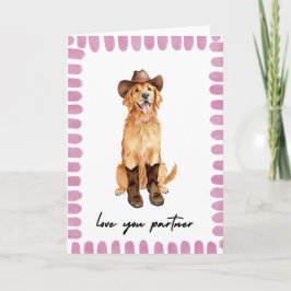 Love You Partner Cowboy Dog Valentines Day Card Helgkort
