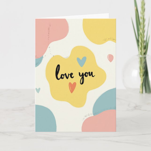 Love You Pastel Hjärtan Kort (Framsida)