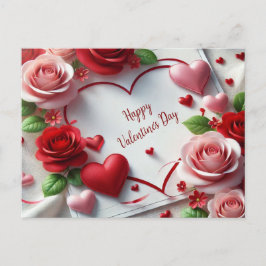 Love You Roses and Hearts Alla hjärtans dag  Helg Vykort