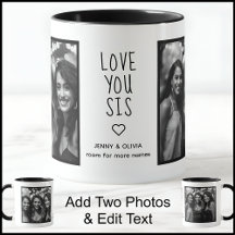 Love You Sister 2 Bilder & Text Vit Svart C00
