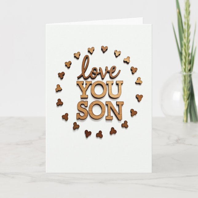 Love You Son Wooden Letter Card Kort (Framsida)