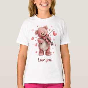 Love You Teddy med fiol T Shirt