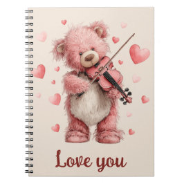 Love You Teddy with Violin Anteckningsbok