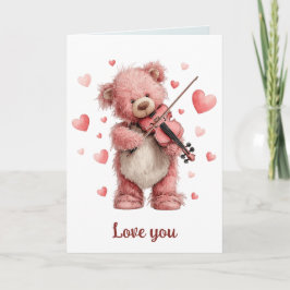 Love You Teddy with Violin Kort
