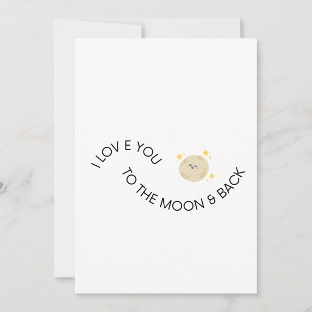 Love You to Moon and Back Cute Minimal Valentine Julkort (Framsida)