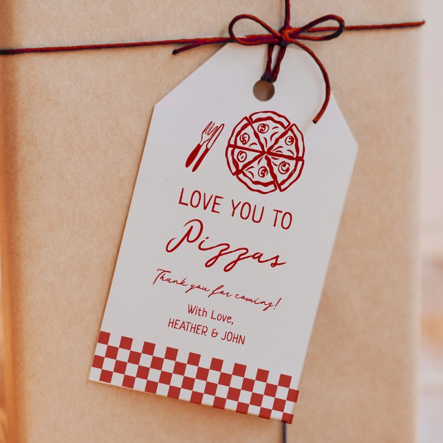 Love You To Pizzas Pizzatematisk Baby Shower  Presentetikett (Skapare uppladdad)