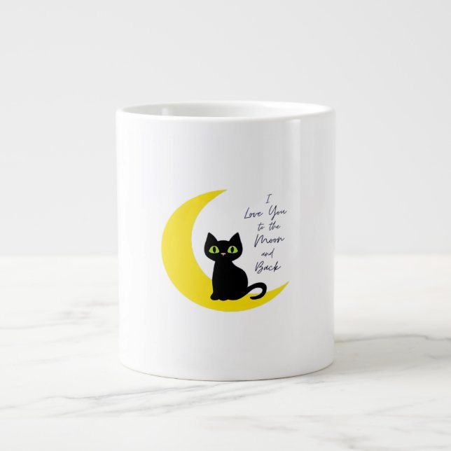 Love You To The Moon And Back Black Cat Lover Whim Jumbo Mugg (Framsidan)