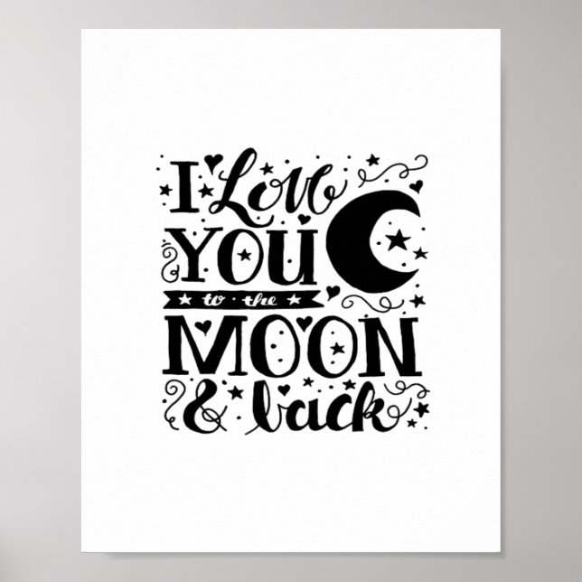 Love You To The Moon And Back Minimal Aesthetic De Poster (Framsidan)