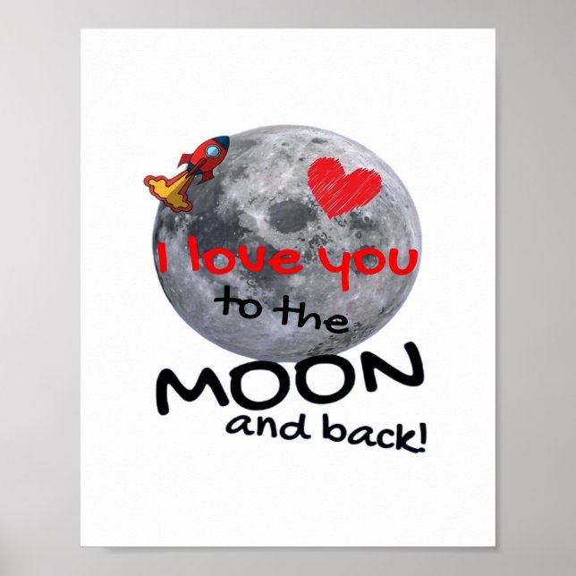 Love You To The Moon And Back Playful Style  Poster (Framsidan)