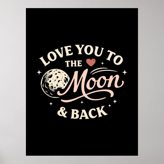 Love You to the Moon Retro Classic Valentine Poster (Framsidan)