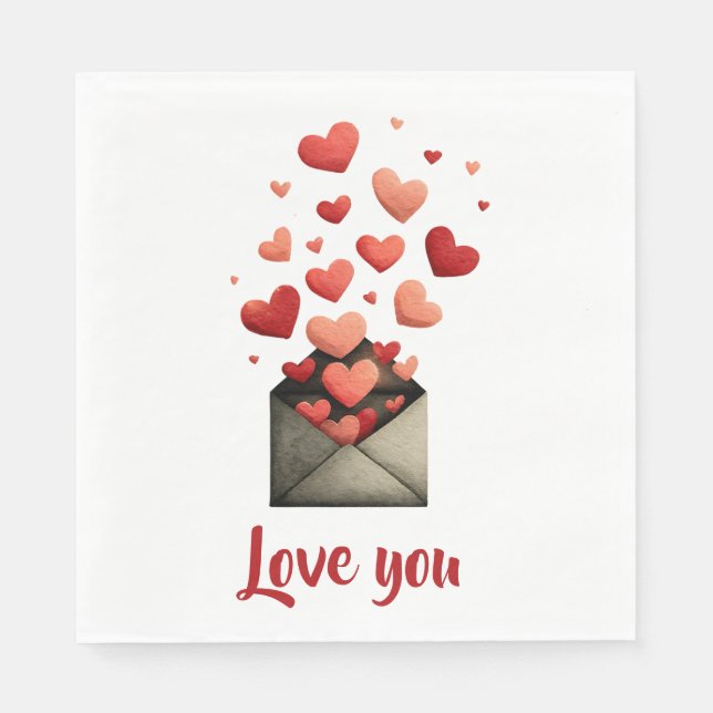 Love You Valentine Envelope Design Pappersservett (Framsidan)