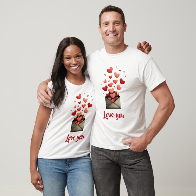 Love You Valentine Envelope Design T Shirt (Unisex)