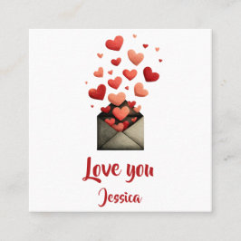 Love You Valentine Kuvert Design Fyrkantigt Visitkort