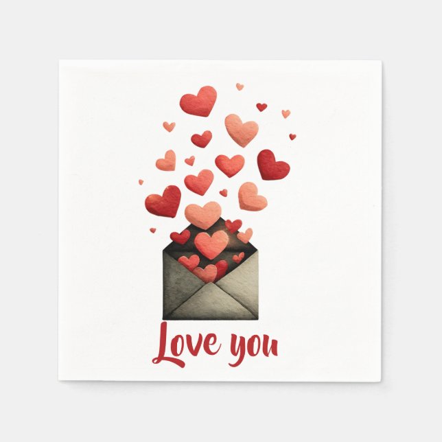 Love You Valentine Kuvert Design Pappersservett (Framsidan)