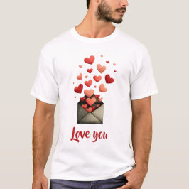 Love You Valentine Kuvert Design T Shirt