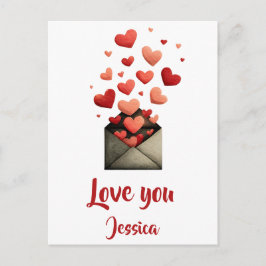 Love You Valentine Kuvert Design Vykort