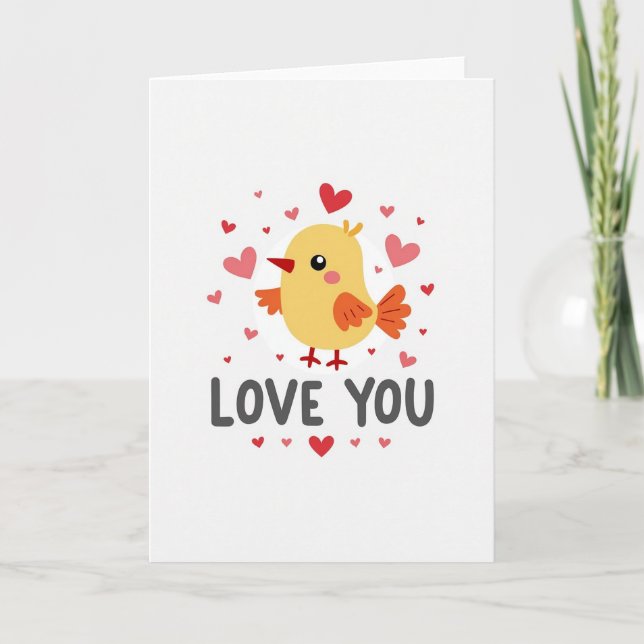 Love You Yellow Bird Card Kort (Framsida)