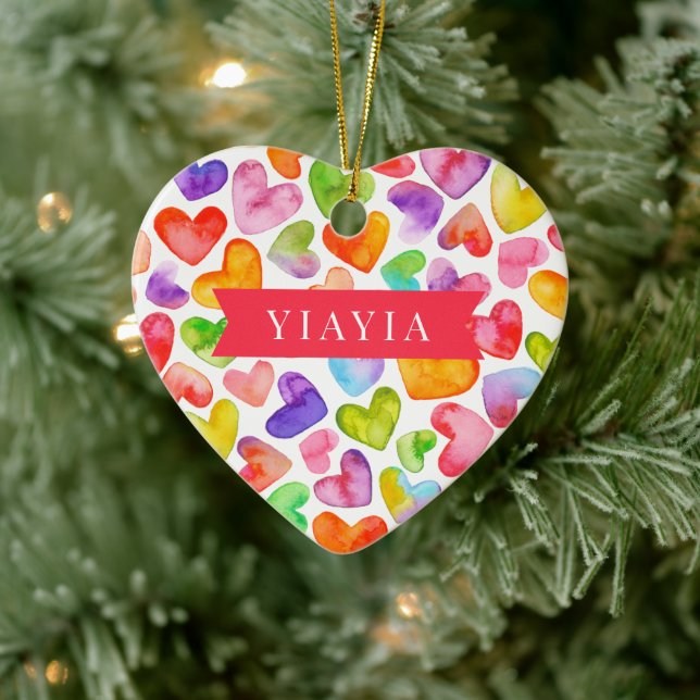 Love You Yiayia | 2-sidig keramisk juldekoration (Träd)