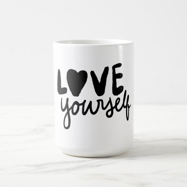 Love Yourself Inspirational Quote Coffee Mug Kaffemugg (Center)