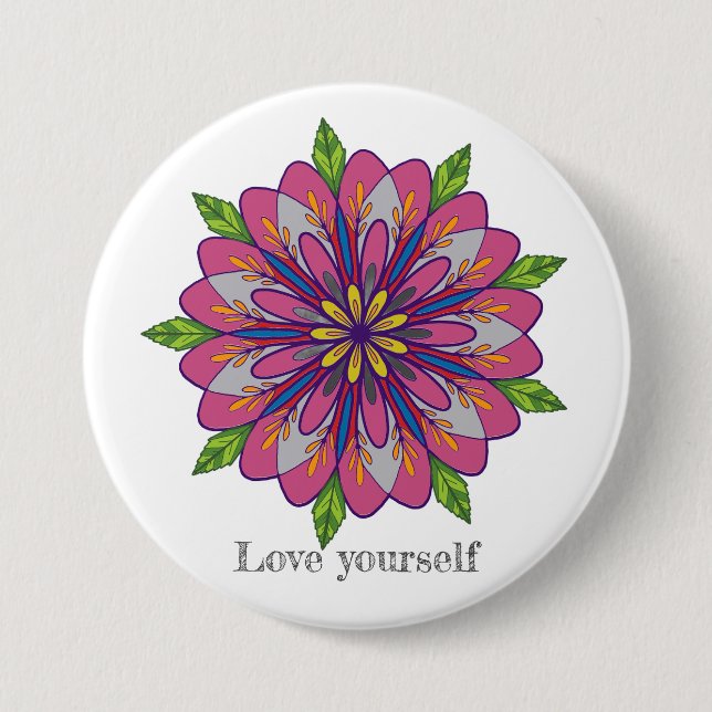 Love yourself mandala flowers knapp (Framsida)