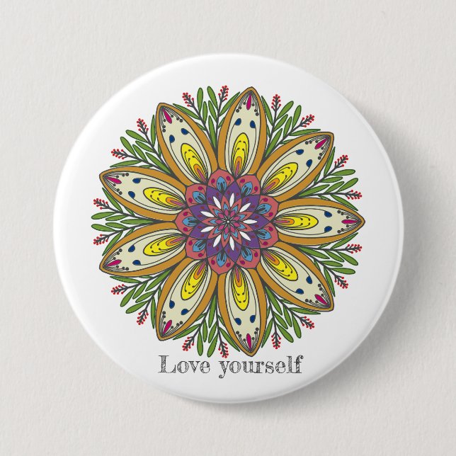 Love yourself mandala flowers knapp (Framsida)