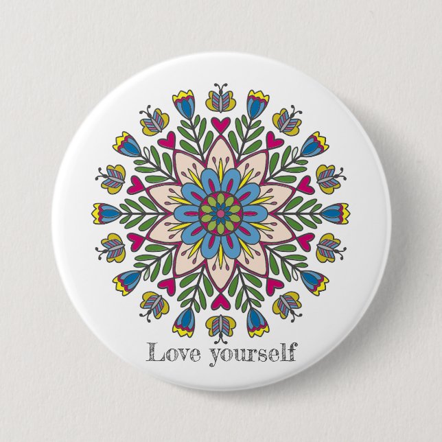 Love yourself mandala flowers knapp (Framsida)