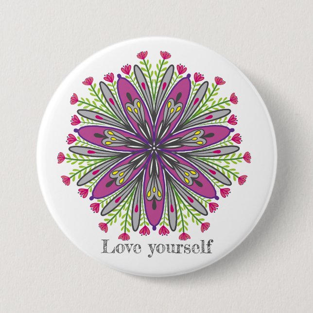 Love yourself mandala flowers knapp (Framsida)